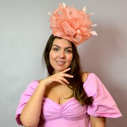 pink fascinator, pink fascinator hat, pink derby hat, derby hat for women