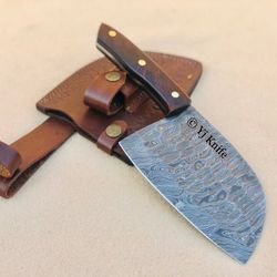 Custom Hand Forged, Damascus Steel 10 Inches Cleaver Knife, Chef Chopper, Edc Knife, Kitchen Knife With sheath