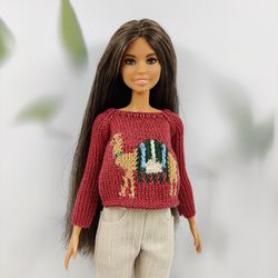 Barbie doll clothes camel sweater