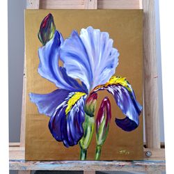 Iris painting Original art, Floral wall art