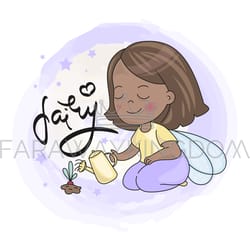 fairy girl and future cartoon apparel vector illustration set