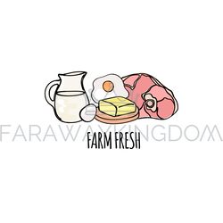 farm fresh food rural healthy menu vector illustration set