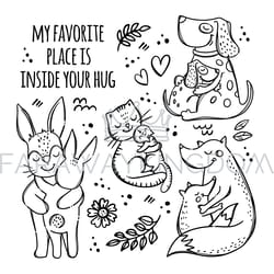 fathers mothers day monochrome cartoon vector illustration set