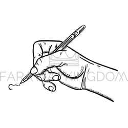 female hand in sketch style with pen vector illustration set