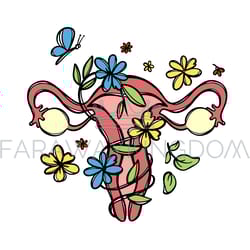 female reproductive system floral love print vector sketch