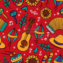 festa junina brazil holiday seamless pattern illustration