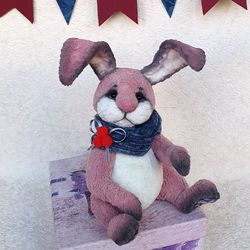 Attractive interior toy teddy rabbit Bert. Handmade artist collectible toy OOAK great gift