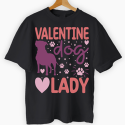 Valentine Dog Lady Valentine Black Tee