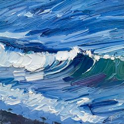 Waves of the northern sea.  Original oil painting,
