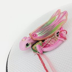 magnetic clay dragon needle minder for cross stitch dragon pink green strawberry sculpture polymer clay dragon annealart