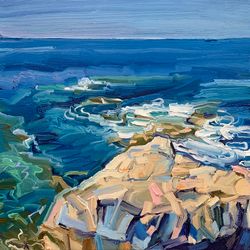 rocky mediterranean coast no.1 painting.  original oil painting,