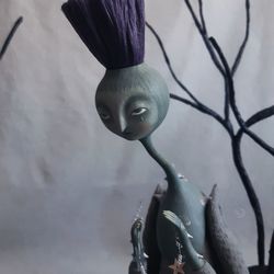 magic thistle doll. wizard. ooak art doll. forest creature.handmade art doll.