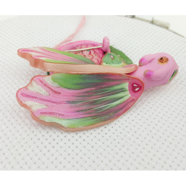 Magnetic Needle Minder Dragon Strawberry for Magic Cross Stitch, Pink Green Sculpture (1).jpeg