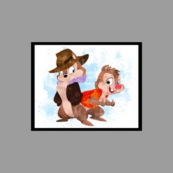 Chip 'n' Dale Rescue Rangers Disney Set Art Print Digital Files decor nursery room watercolor