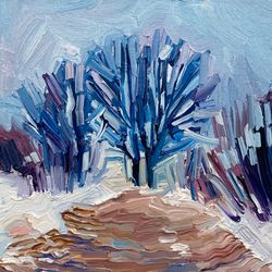 winter on a coast. original oil painting,