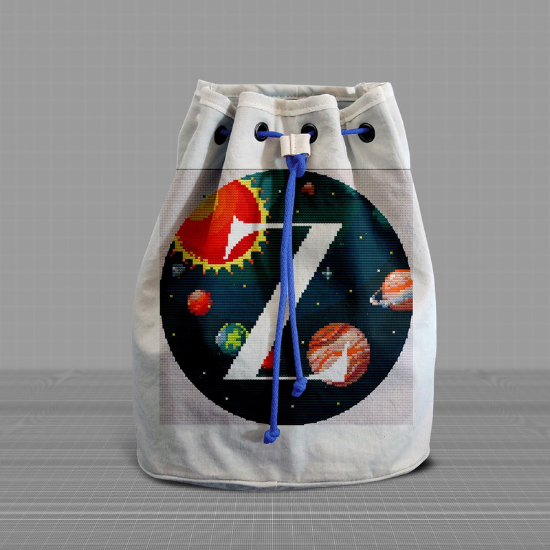 6 Letter Z Space galaxy Monogram bright color modern style cross stitch digital pattern for home decor and gift.jpg