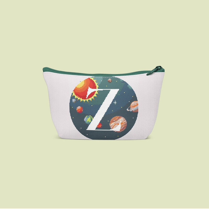 7 Letter Z Space galaxy Monogram bright color modern style cross stitch digital pattern for home decor and gift.jpg