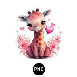 Valentine watercolor giraffe PNG digital download available instant download high quality 300 dpi