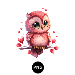 Valentine watercolor owl PNG digital download available instant download high quality 300 dpi