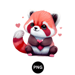 Valentine watercolor Red Panda PNG digital download available instant download high quality 300 dpi