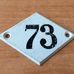 Rhomb address door number plate 73 - vintage apartment number sign