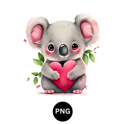 Valentine watercolor koala PNG digital download available instant download high quality 300 dpi