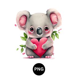 Valentine watercolor koala PNG digital download available instant download high quality 300 dpi