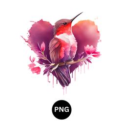 Valentine watercolor humming bird PNG digital download available instant download high quality 300 dpi