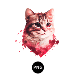 Valentine watercolor cat PNG digital download available instant download high quality 300 dpi