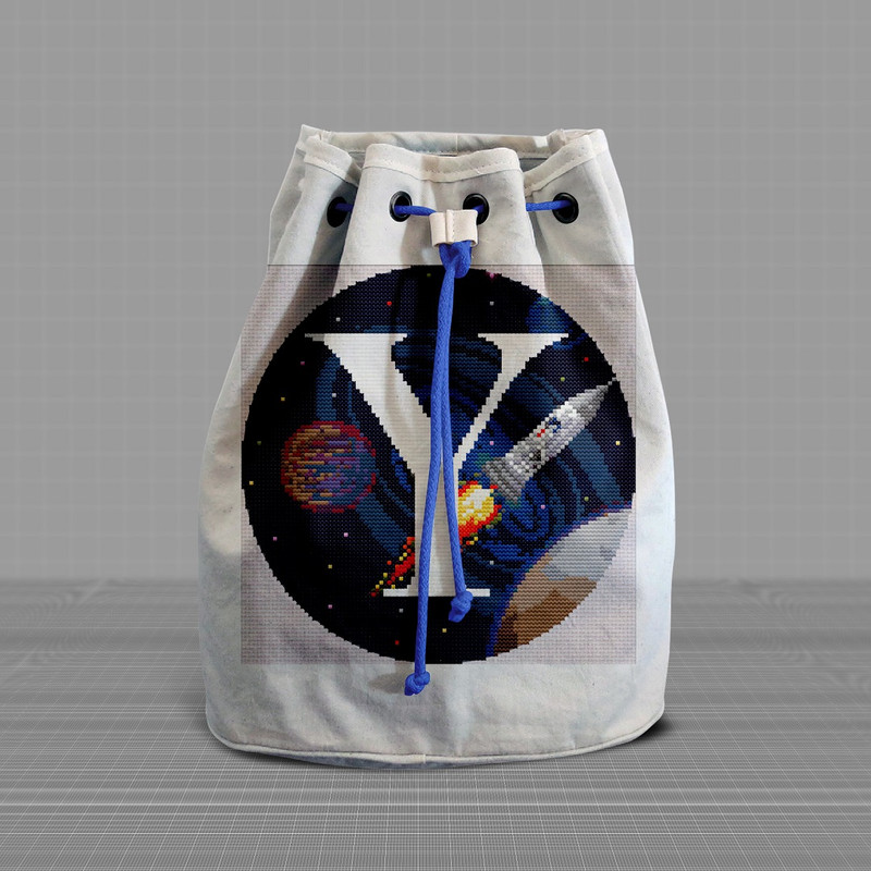 6 Letter Y Space galaxy Monogram bright color modern style cross stitch digital pattern for home decor and gift.jpg