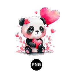 Valentine watercolor Panda PNG digital download available instant download high quality 300 dpi