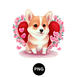 Valentine watercolor corgi dog PNG digital download available instant download high quality 300 dpi