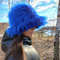 Blue faux fur bucket hat. Festival fuzzy neon hat.