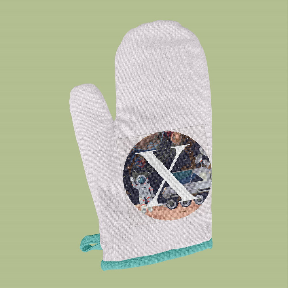 9 Letter X Space galaxy Monogram bright color modern style cross stitch digital pattern for home decor and gift.jpg