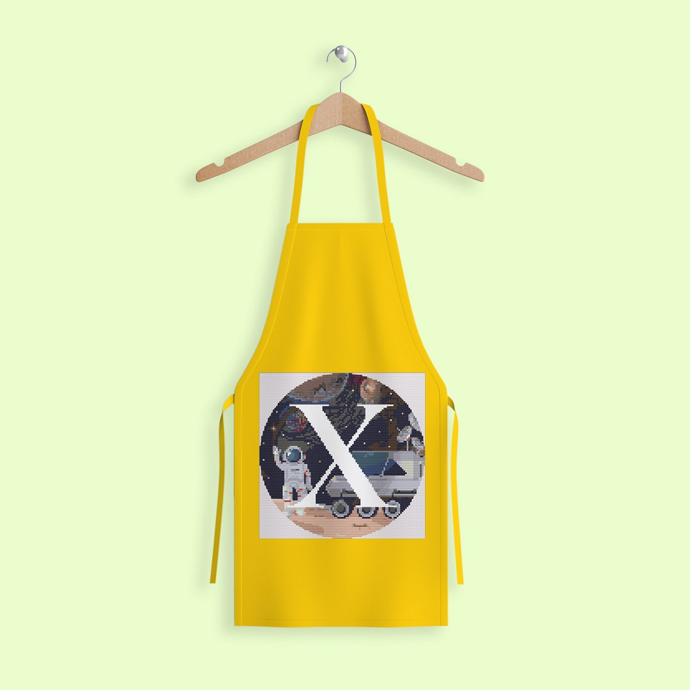 11 Letter X Space galaxy Monogram bright color modern style cross stitch digital pattern for home decor and gift.jpg