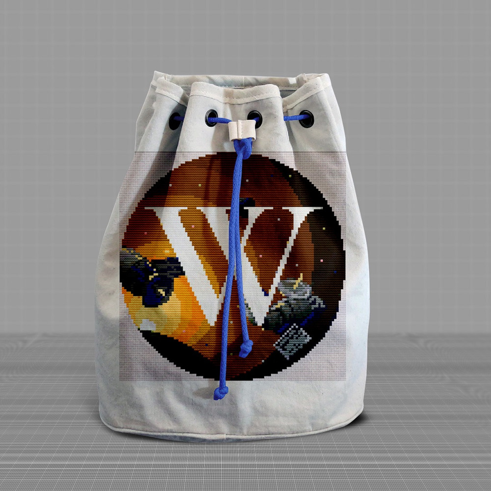 6 Letter W Space galaxy Monogram bright color modern style cross stitch digital pattern for home decor and gift.jpg