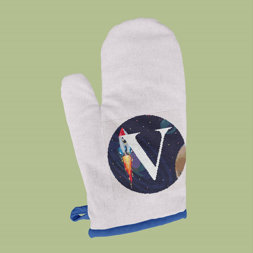 9 Letter V Space galaxy Monogram bright color modern style cross stitch digital pattern for home decor and gift.jpg