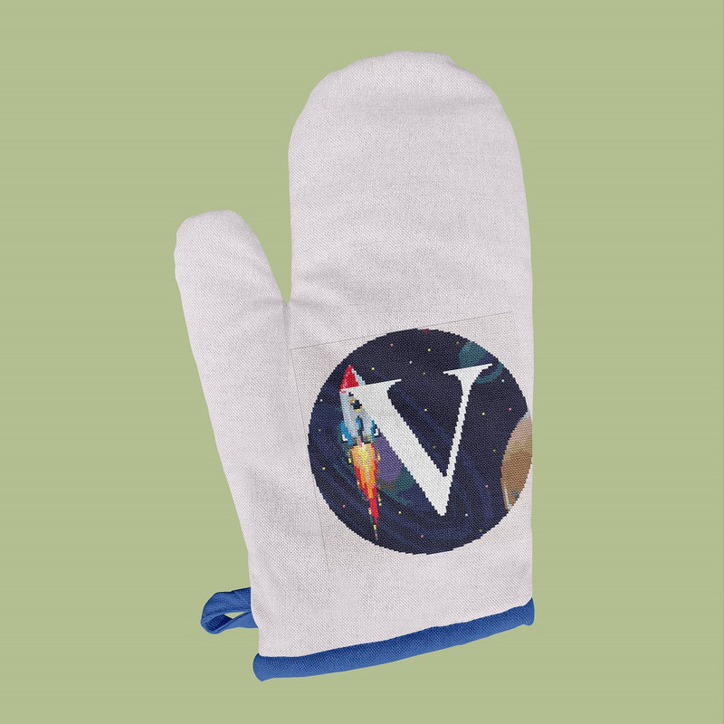 9 Letter V Space galaxy Monogram bright color modern style cross stitch digital pattern for home decor and gift.jpg