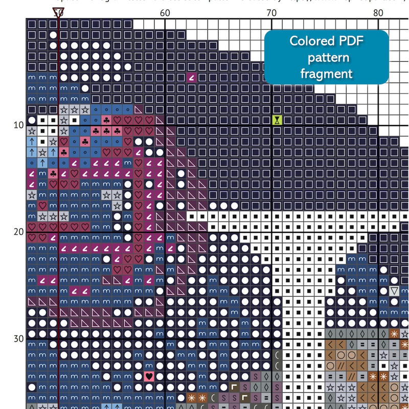 3 Letter U Space galaxy Monogram bright color modern style cross stitch digital pattern for home decor and gift.jpg