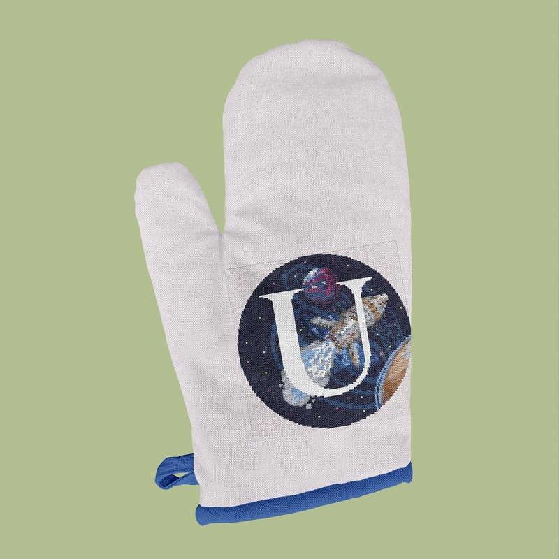 9 Letter U Space galaxy Monogram bright color modern style cross stitch digital pattern for home decor and gift.jpg