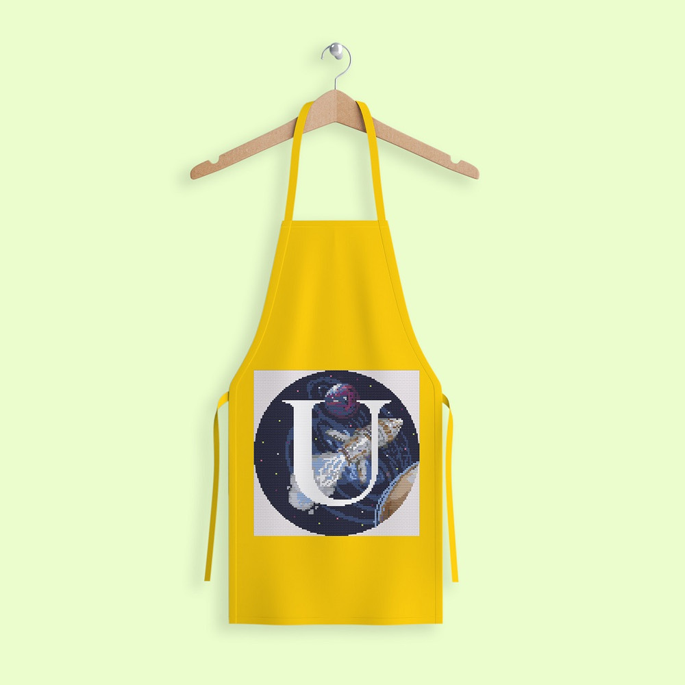 11 Letter U Space galaxy Monogram bright color modern style cross stitch digital pattern for home decor and gift.jpg