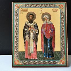 Saints Cyprian and Justina | Size: 4x4.7" ( 10 x 12 cm ) | Made in Russia