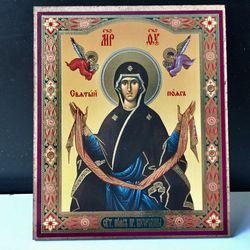 Protecting Veil of the Mother of God | Size: 4x4.7" ( 10 x 12 cm ) | Made in Russia