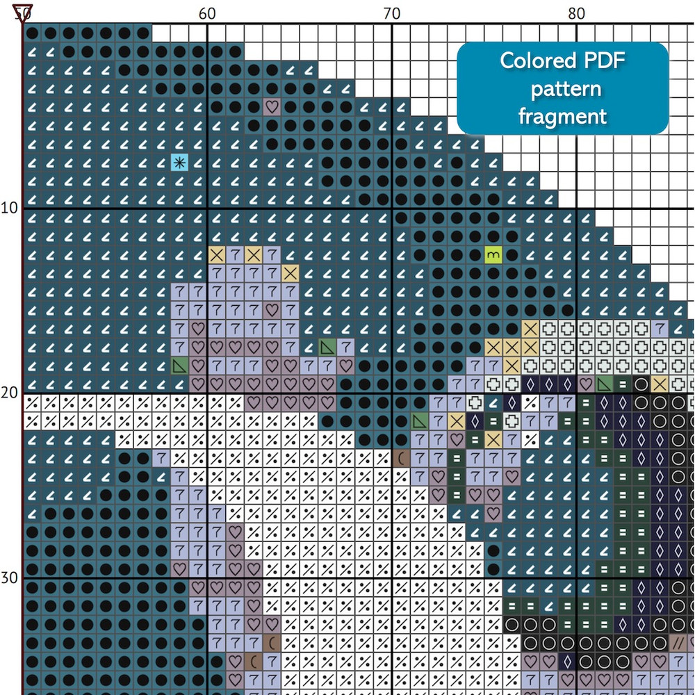 3 Letter P Space galaxy Monogram bright color modern style cross stitch digital pattern for home decor and gift.jpg