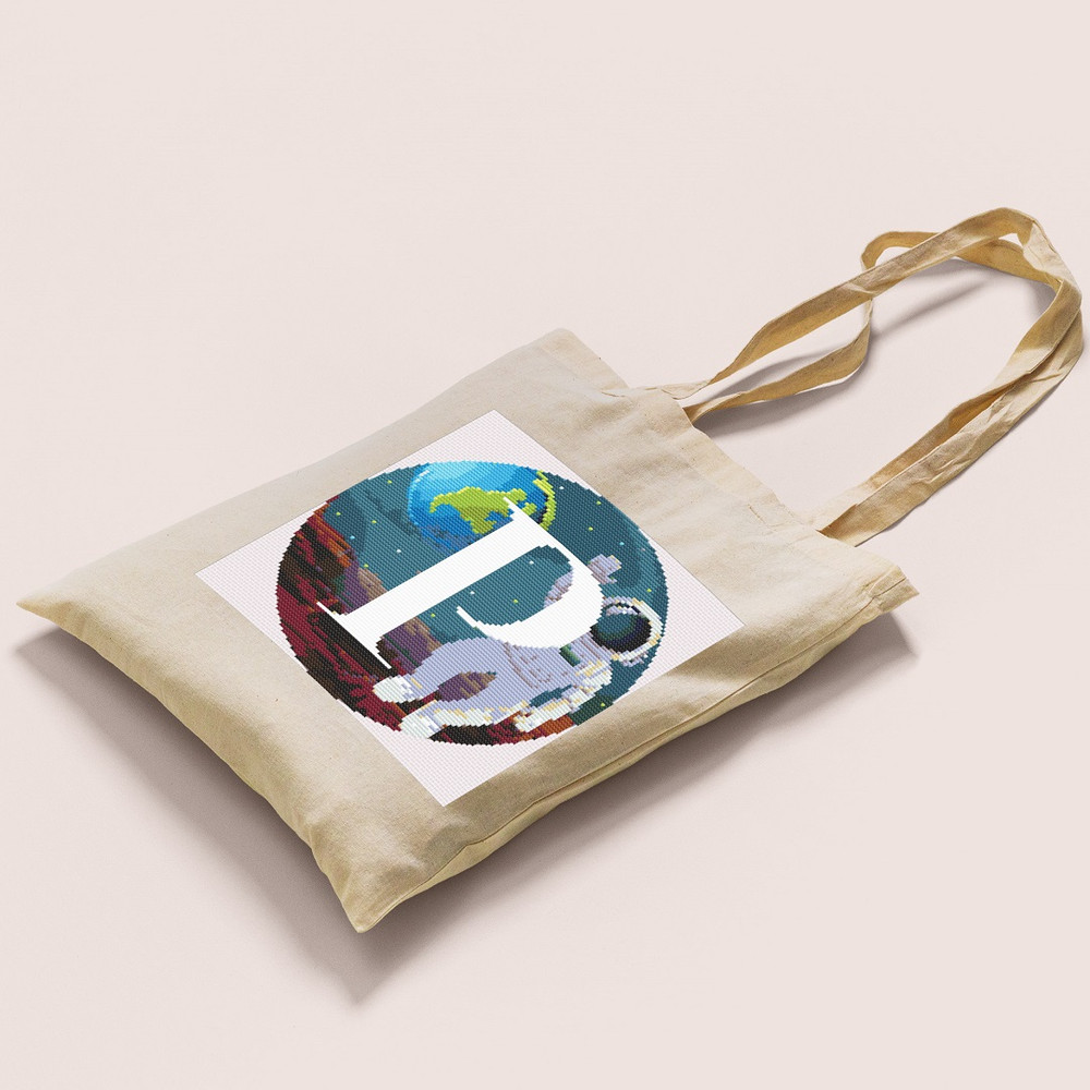 10 Letter P Space galaxy Monogram bright color modern style cross stitch digital pattern for home decor and gift.jpg