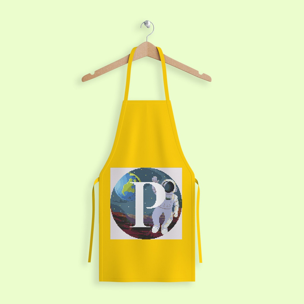11 Letter P Space galaxy Monogram bright color modern style cross stitch digital pattern for home decor and gift.jpg