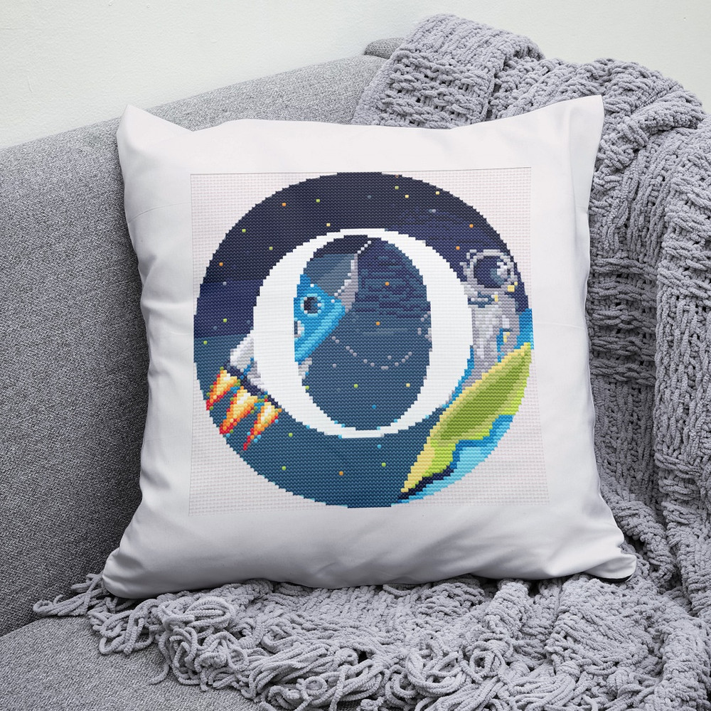 4 Letter O Space galaxy Monogram bright color modern style cross stitch digital pattern for home decor and gift.jpg