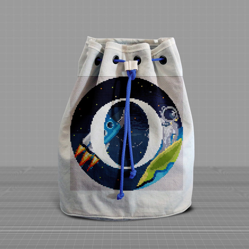 6 Letter O Space galaxy Monogram bright color modern style cross stitch digital pattern for home decor and gift.jpg