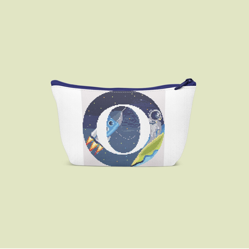 7 Letter O Space galaxy Monogram bright color modern style cross stitch digital pattern for home decor and gift.jpg