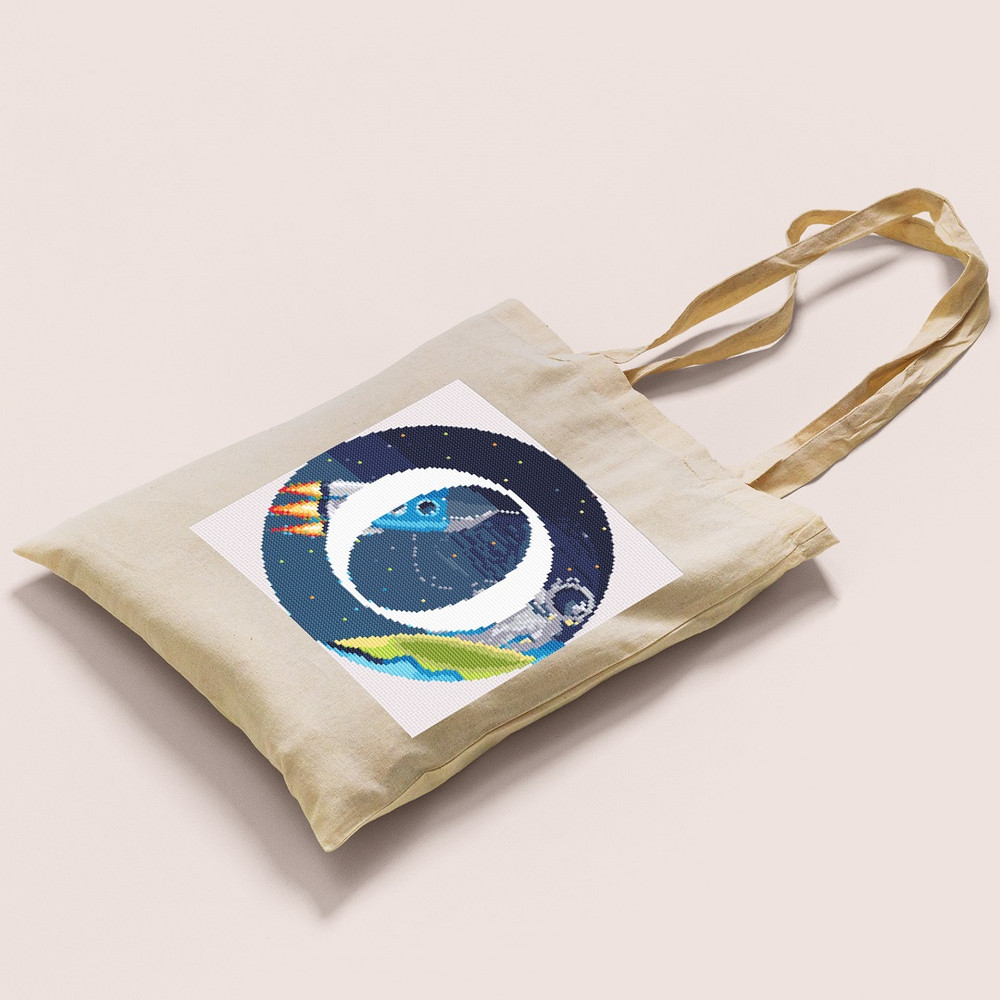 10 Letter O Space galaxy Monogram bright color modern style cross stitch digital pattern for home decor and gift.jpg